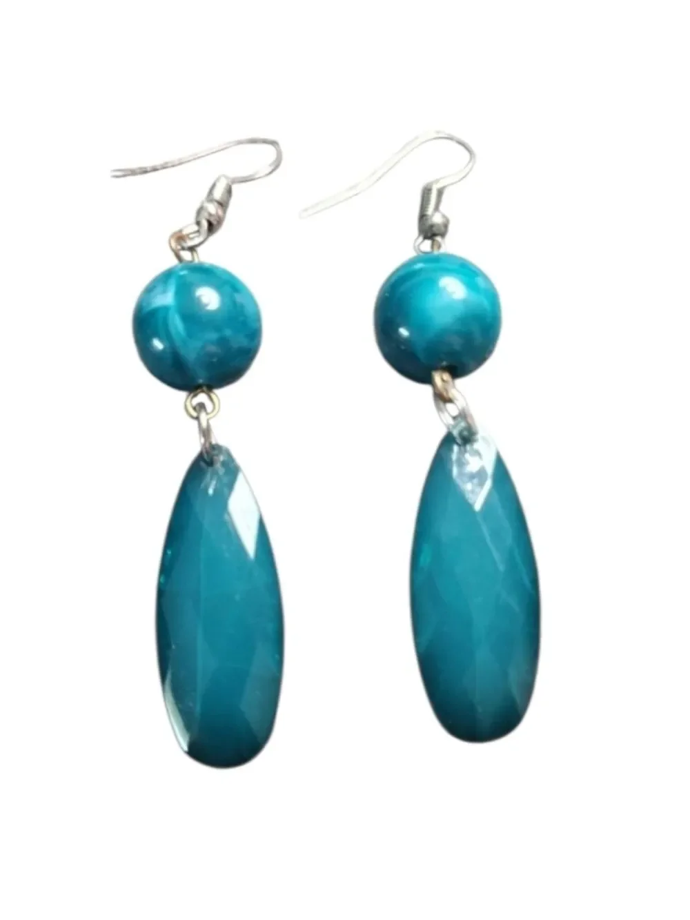 Turquoise Blue Teardrop Beaded Earrings